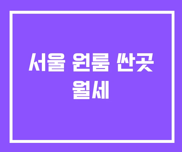 서울 원룸 싼곳 월세