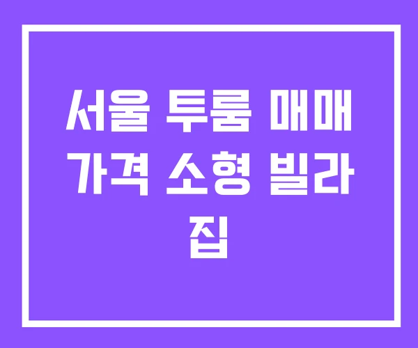 서울 투룸 매매 가격 소형 빌라 집