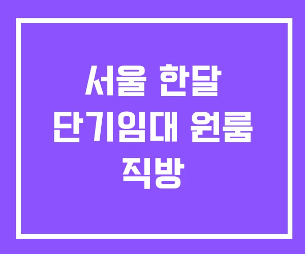 서울 한달 단기임대 원룸 직방