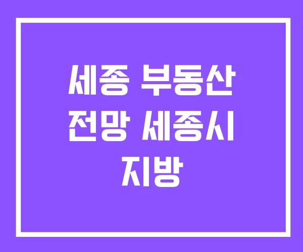 세종 부동산 전망 세종시 지방