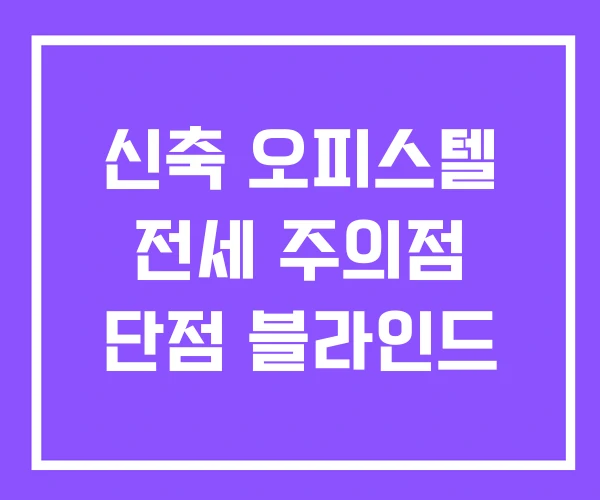 신축 오피스텔 전세 주의점 단점 블라인드