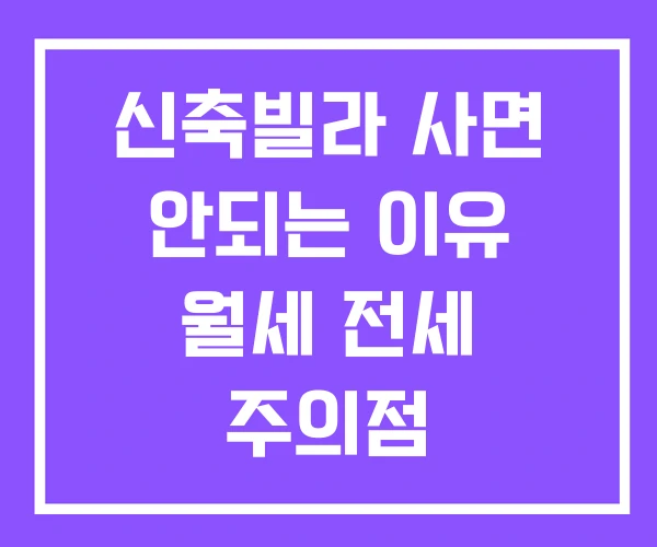 신축빌라 사면 안되는 이유 월세 전세 주의점