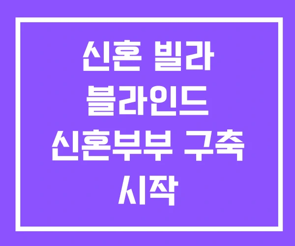신혼 빌라 블라인드 신혼부부 구축 시작