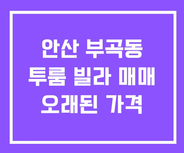 안산 부곡동 투룸 빌라 매매 오래된 가격