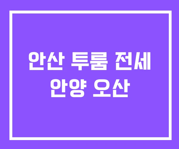 안산 투룸 전세 안양 오산