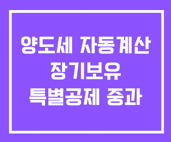 양도세 자동계산 장기보유 특별공제 중과