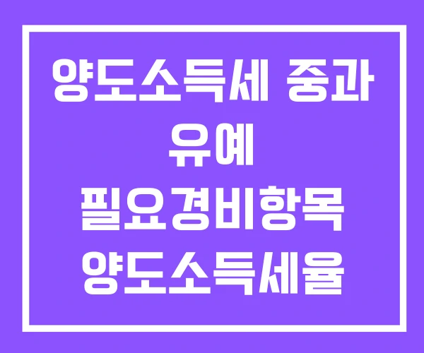 양도소득세 중과 유예 필요경비항목 양도소득세율 양도소득세 중과 유예 필요경비항목 양도소득세율