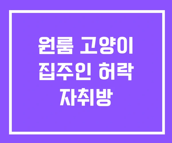원룸 고양이 집주인 허락 자취방 원룸 고양이 집주인 허락 자취방