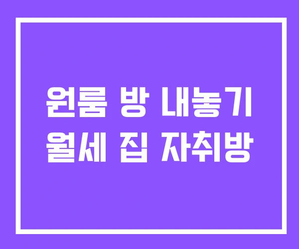 원룸 방 내놓기 월세 집 자취방