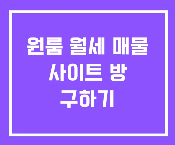 원룸 월세 매물 사이트 방 구하기