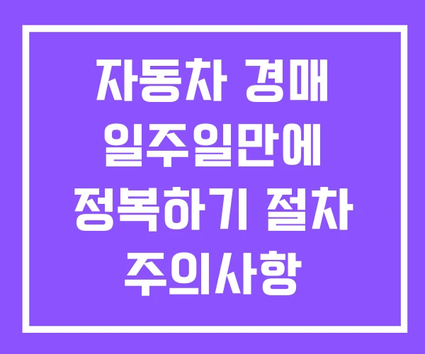 자동차 경매 일주일만에 정복하기 절차 주의사항