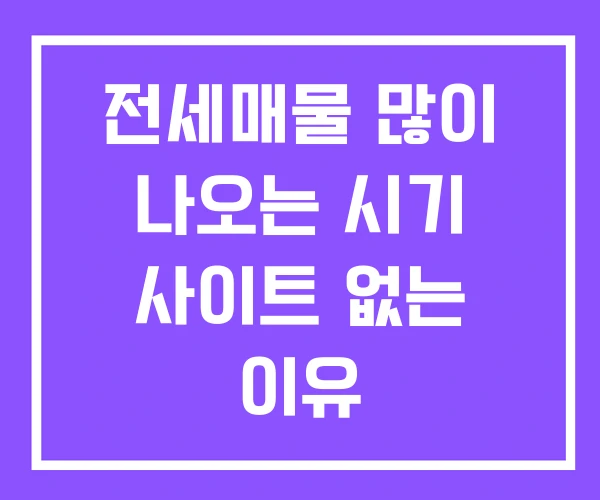 전세매물 많이 나오는 시기 사이트 없는 이유
