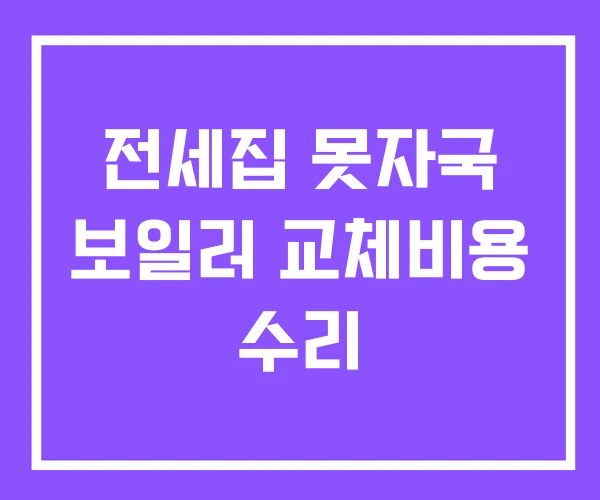 전세집 못자국 보일러 교체비용 수리