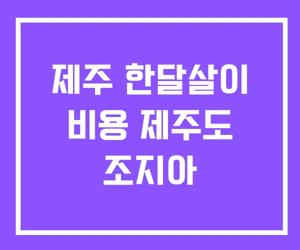 제주 한달살이 비용 제주도 조지아
