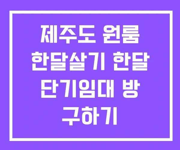 제주도 원룸 한달살기 한달 단기임대 방 구하기 제주도 원룸 한달살기 한달 단기임대 방 구하기