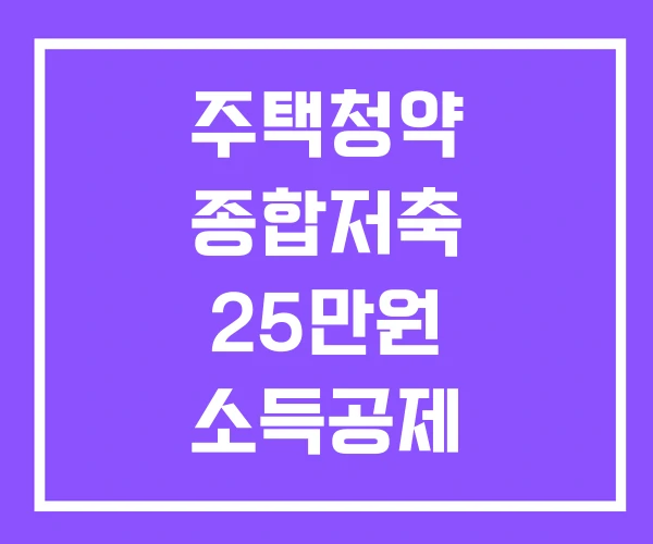 주택청약 종합저축 25만원 소득공제 연말정산 주택청약 종합저축 25만원 소득공제 연말정산