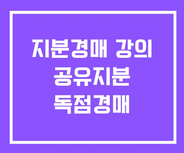 지분경매 강의 공유지분 독점경매 지분경매 강의 공유지분 독점경매