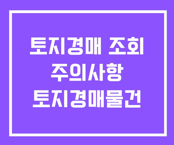 토지경매 조회 주의사항 토지경매물건