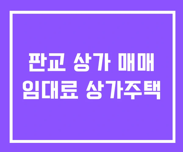판교 상가 매매 임대료 상가주택 판교 상가 매매 임대료 상가주택
