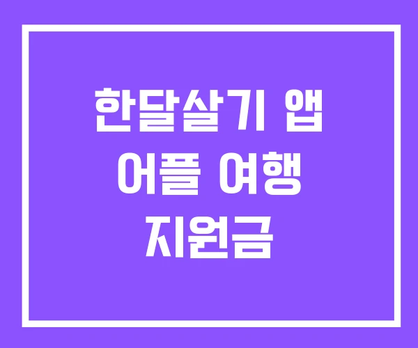 한달살기 앱 어플 여행 지원금