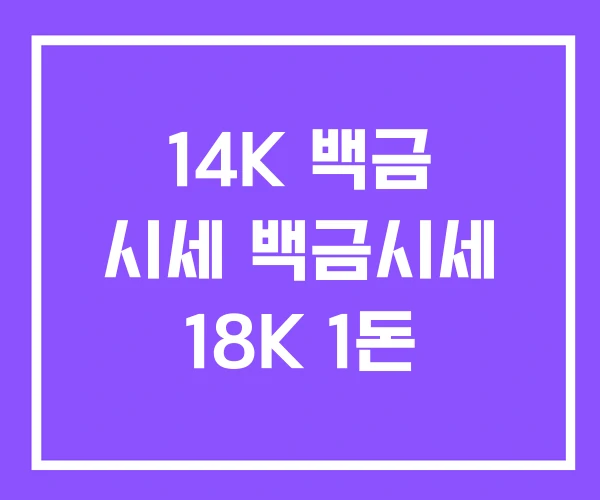 14K 백금 시세 백금시세 18K 1돈