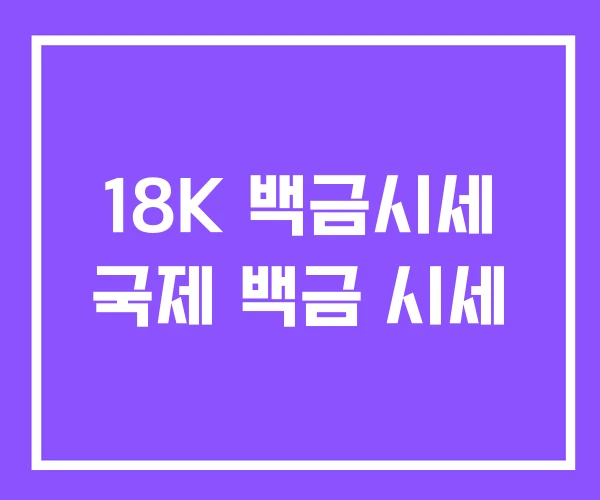 18K 백금시세 국제 백금 시세