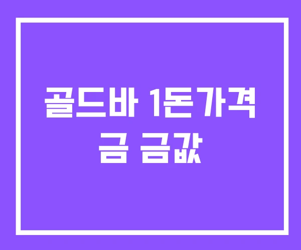 골드바 1돈가격 금 금값