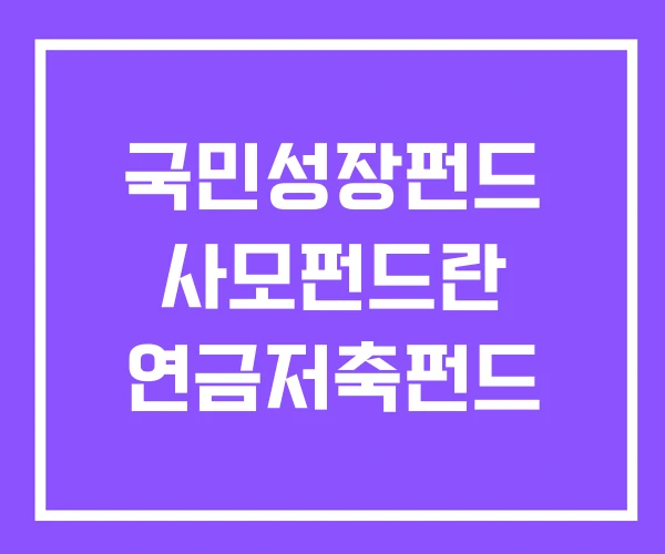 국민성장펀드 사모펀드란 연금저축펀드