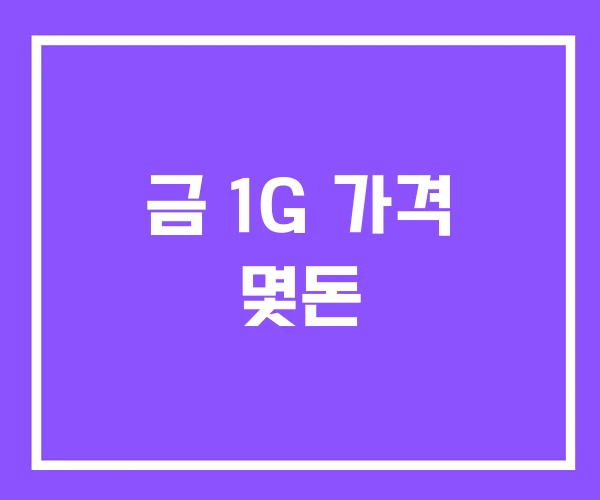 금 1G 가격 몇돈