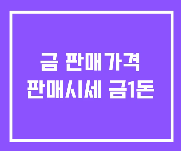 금 판매가격 판매시세 금1돈