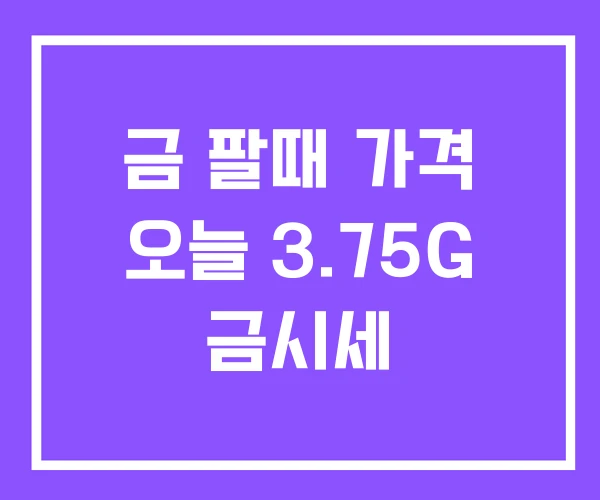 금 팔때 가격 오늘 3.75G 금시세