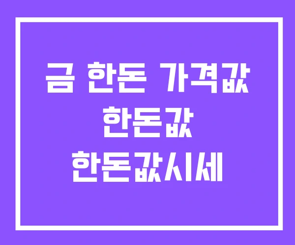 금 한돈 가격값 한돈값 한돈값시세