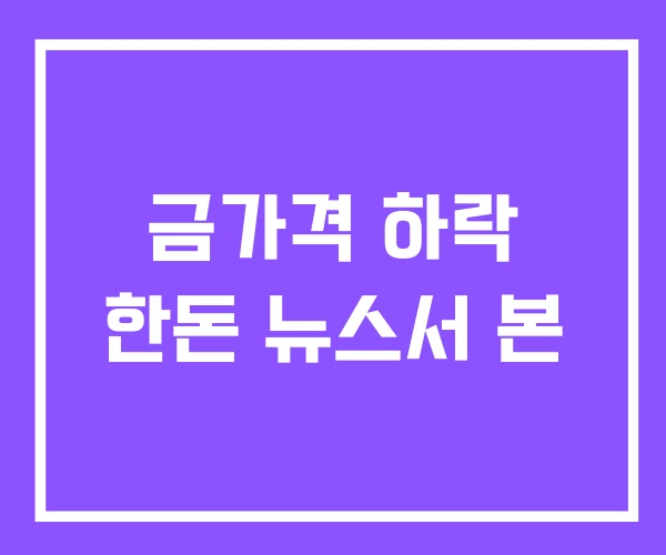 금가격 하락 한돈 뉴스서 본 금가격 하락 한돈 뉴스서 본