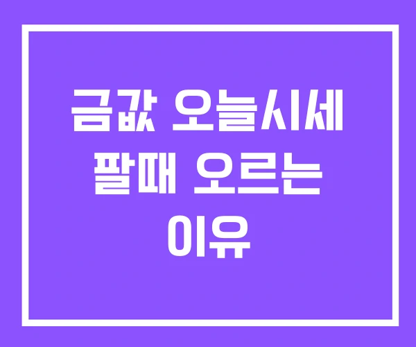금값 오늘시세 팔때 오르는 이유 금값 오늘시세 팔때 오르는 이유