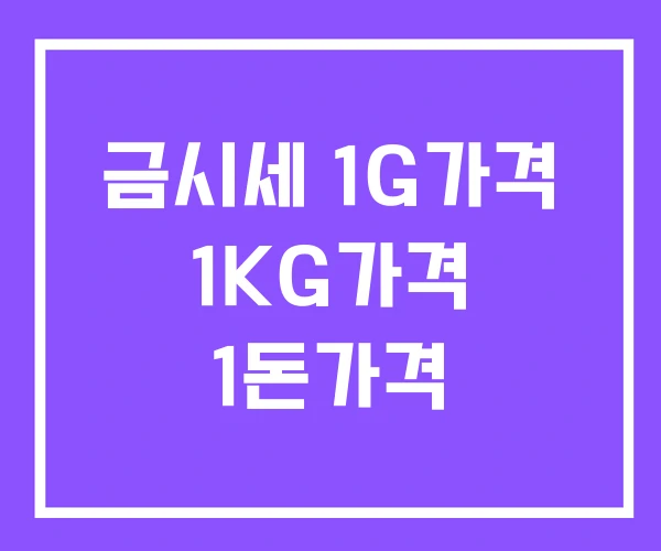 금시세 1G가격 1KG가격 1돈가격