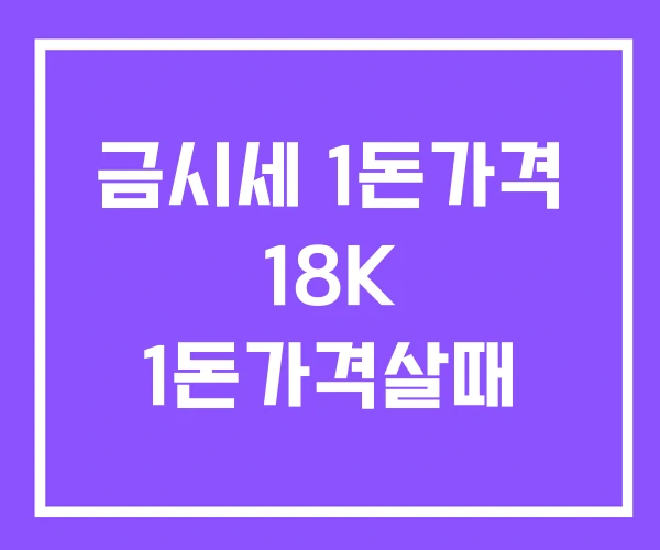 금시세 1돈가격 18K 1돈가격살때 금시세 1돈가격 18K 1돈가격살때