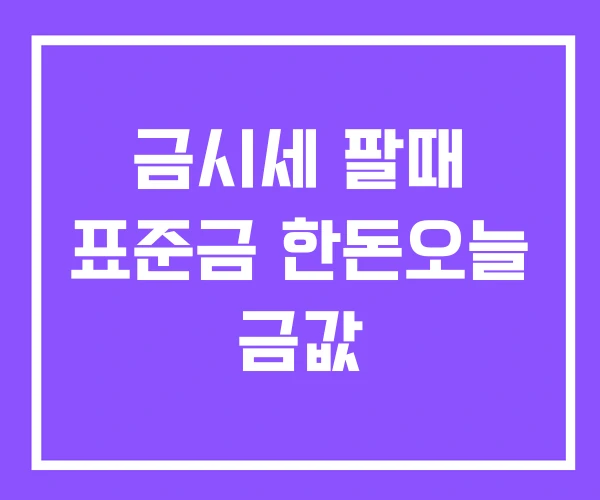 금시세 팔때 표준금 한돈오늘 금값