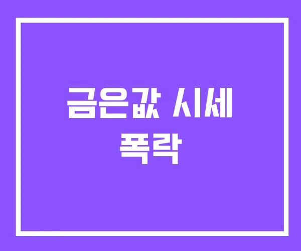 금은값 시세 폭락