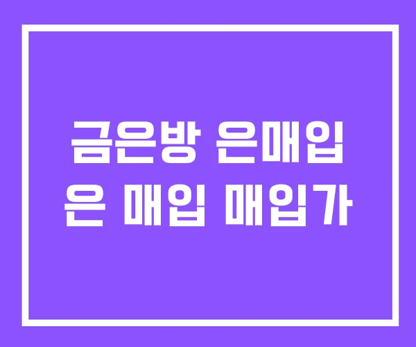 금은방 은매입 은 매입 매입가