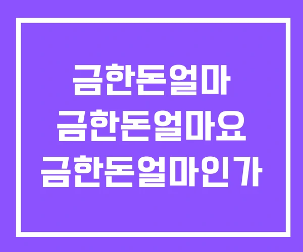 금한돈얼마 금한돈얼마요 금한돈얼마인가