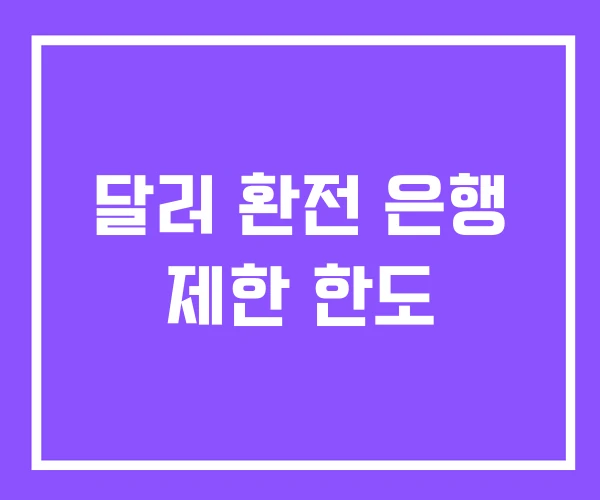 달러 환전 은행 제한 한도