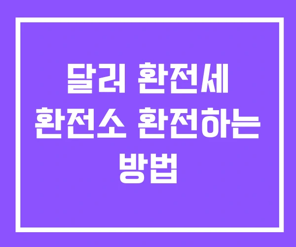 달러 환전세 환전소 환전하는 방법