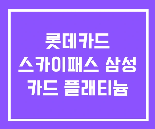 롯데카드 스카이패스 삼성 카드 플래티늄