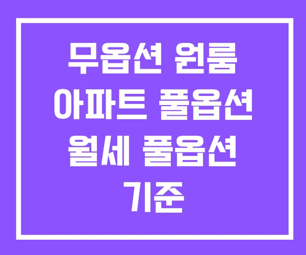 무옵션 원룸 아파트 풀옵션 월세 풀옵션 기준