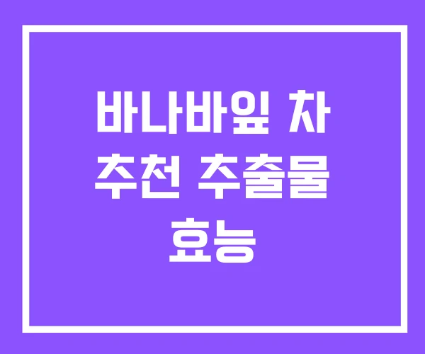 바나바잎 차 추천 추출물 효능