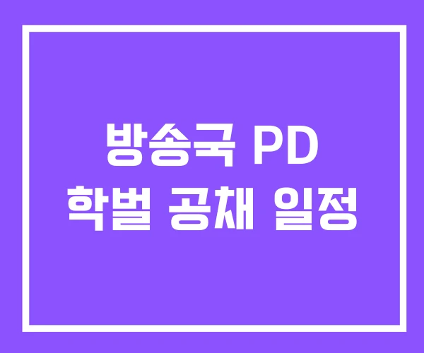 방송국 PD 학벌 공채 일정