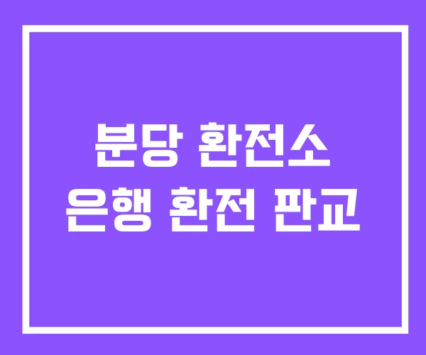 분당 환전소 은행 환전 판교