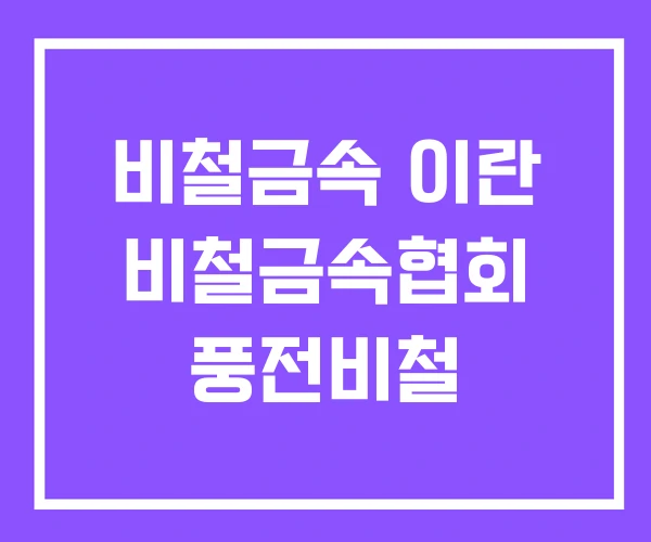 비철금속 이란 비철금속협회 풍전비철