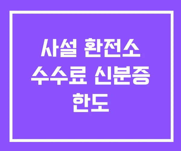 사설 환전소 수수료 신분증 한도