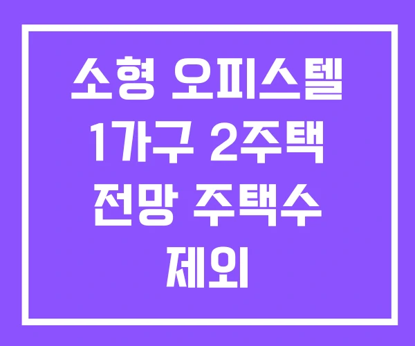 소형 오피스텔 1가구 2주택 전망 주택수 제외